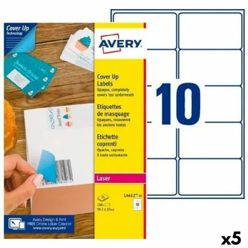 Etiquetas para Impressora Avery L4612 Branco 25 Folhas 99,1 x 57 mm (5 Unidades)