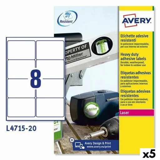 Etiquetas para Impressora Avery L4515 Branco 20 Folhas 99,1 x 67,7 mm (5 Unidades)