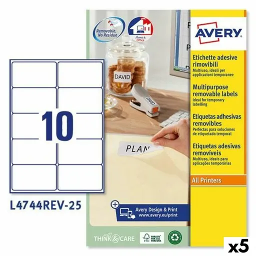 Etiquetas para Impressora Avery L4744REV Branco 25 Folhas 96 x 50,8 mm (5 Unidades)