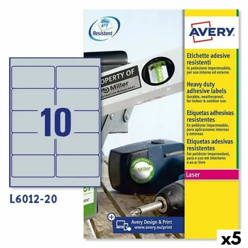 Etiquetas para Impressora Avery Prateado 20 Folhas 96 x 50,8 mm (5 Unidades)