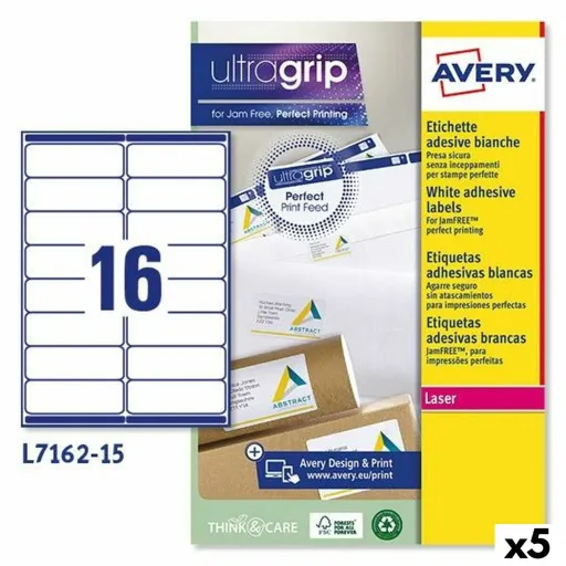 Etiquetas para Impressora Avery L7162 Branco 15 Folhas 99,1 x 33,9 mm (5 Unidades)