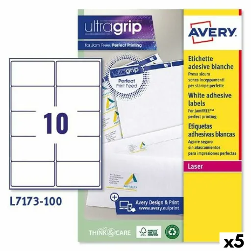 Etiquetas para Impressora Avery L7173 Branco 100 Folhas 99,1 x 57 mm (5 Unidades)