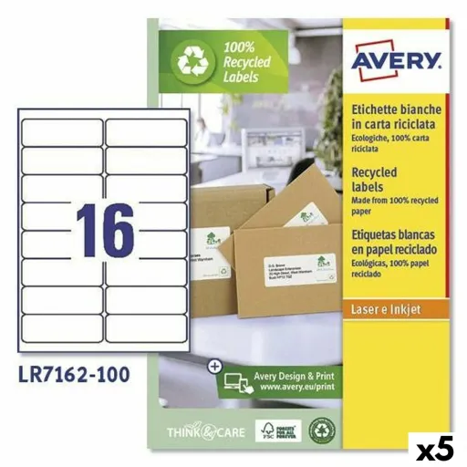 Etiquetas para Impressora Avery LR7162 Branco 100 Folhas 99,1 x 33,9 mm (5 Unidades)