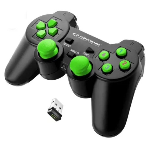 Controlo Remoto Sem Fios para Videojogos Esperanza Gladiator GX600 USB 2.0 Preto Verde PC PlayStation 3