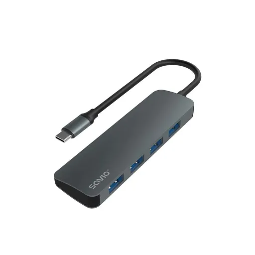 Hub USB-C 4 Portas Savio AK-54 Cinzento