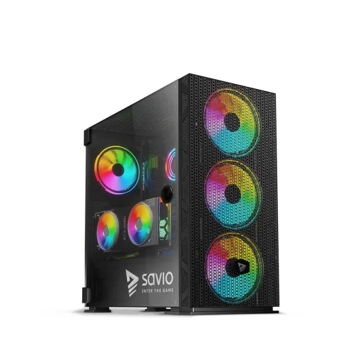 Caixa Semitorre ATX/MATX Savio SAVGC-RAPTORX1 Preto Multicolor