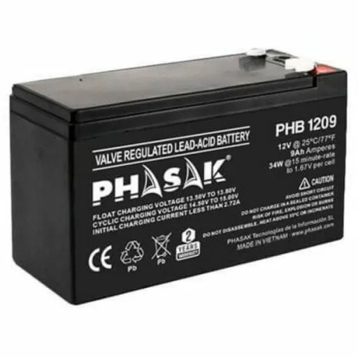 Bateria para Sistema Interactivo de Fornecimento Ininterrupto de Energia Phasak PHB 1209 12 V