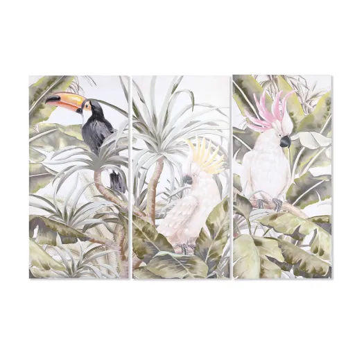 Pintura DKD Home Decor Tropical 90 x 3 x 190 cm (3 Unidades)