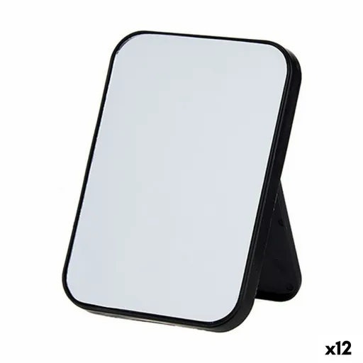 Espelho com Suporte Branco Preto Polipropileno 1,7 x 20 x 14 cm (12 Unidades)