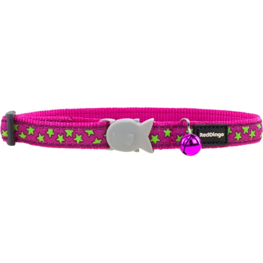 Coleira para Cães Red Dingo STYLE STARS LIME ON HOT PINK 31-47 cm