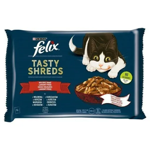 Comida para Gato Purina Tasty Shreds Frango Vitela 4 x 80 g