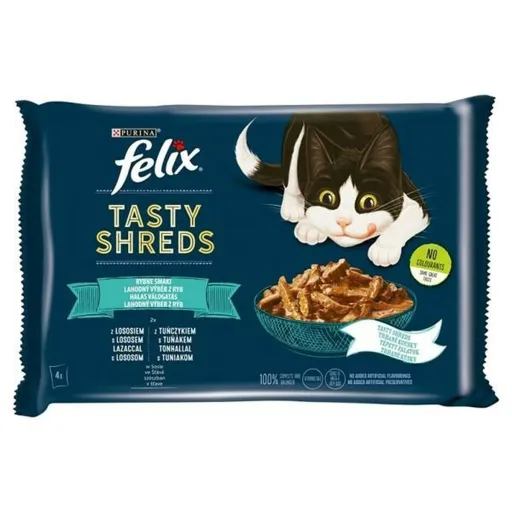 Comida para Gato Purina Tasty Shreds Salmão Atum 4 x 80 g