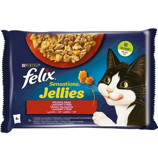 Comida para Gato Purina Felix Sensations Frango Vitela Cenoura Tomate 4 x 85 g