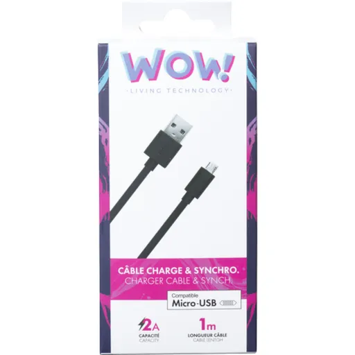 Cabo USB BigBen Connected WOWCBLMIC1MB Preto 1 m (1 Unidade)