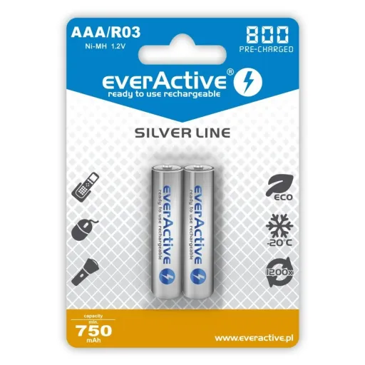 Pilhas Recarregáveis EverActive EVHRL03-800 AAA R03 1,2 V 3.7 V (2 Unidades)