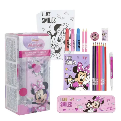 Set de Papelaria Minnie Mouse 25 Peças Cor de Rosa