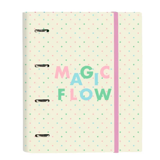 Pasta com Argolas Glow Lab Magic Flow Bege (27 x 32 x 3.5 cm)