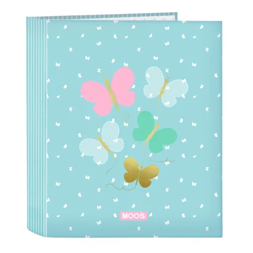 Pasta com Argolas Moos Butterflies Azul A4 27 x 33 x 6 cm