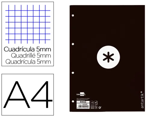 Recarga A4 Antartik 100 Folhas 90g/m2 Quadricula 5mm 4 Furos 1 Banda Moldura Cor Preto