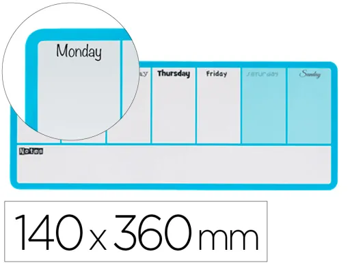 Planificador Semanal Nobo Magnetico Cor Azul 140x360 mm