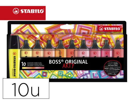 Marcador Stabilo Boss Fluorescente 70 Arty Line Cores Quentes Estojo Cartão de 10 Unidades Cores