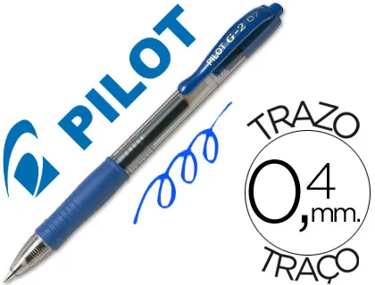 Esferografica Pilot g-2 Azul Tinta Gel Retratil Pega de Borracha