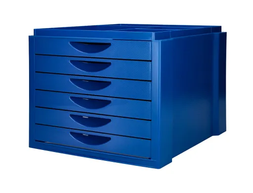 Módulo  Gavetas de Secretaria q-Connect Bandeja Organizadora Superior 6 Gavetas Cor Azul Opaco 350x255x280 mm