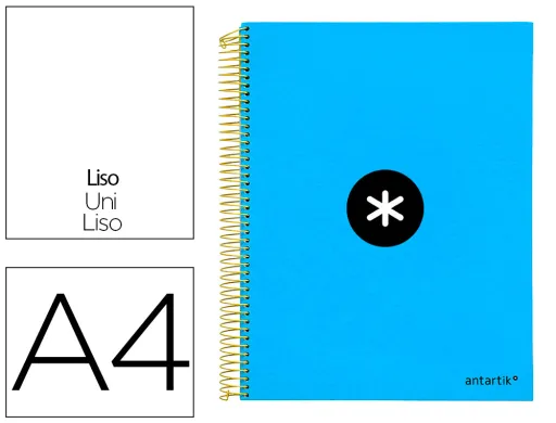 Caderno Espiral Din A4 Micro Antartik Capa Forrada 120 F 100 gr Liso com Bandas de Cores 4 Furos Cor Azul