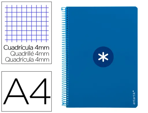 Caderno Espiral Liderpapel a4 Antartik Capa Dura 80f 100gr Quadricula 4mm com Margem Cor Azul Escuro