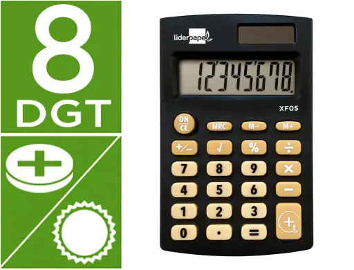 Calculadora de Bolso Xf05 8 Digitos Solar e Pilhas Cor Preto 98x62x8 mm