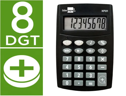 Calculadora de Bolso Xf01 8 Digitos Pilhas Cor Preto 99x64x9 mm