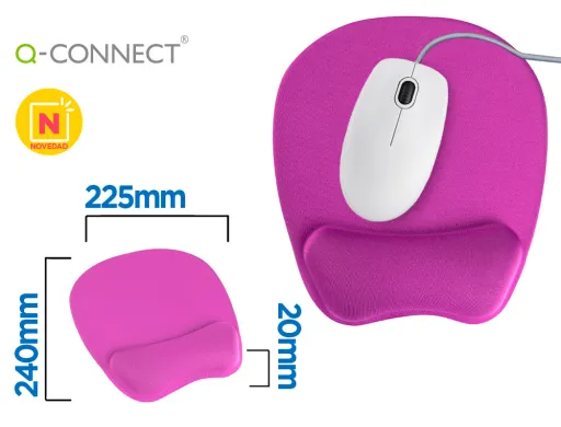 Tapete para Rato q-Connect com Apoio de Pulsos Ergonomica de Gel Cor Violeta