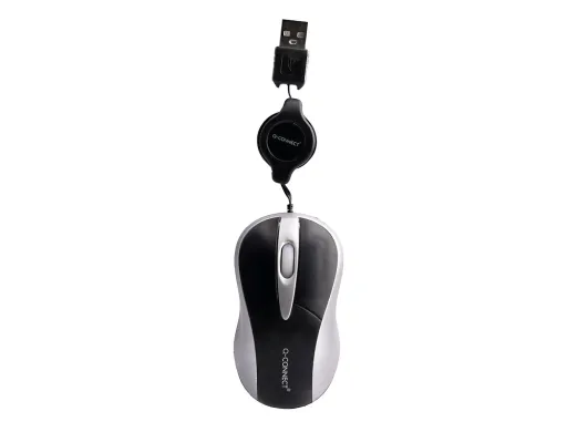 Rato Q-Connect Mini Óptico 800 Dpi Retrátil USB 1,5 Ghz Preto