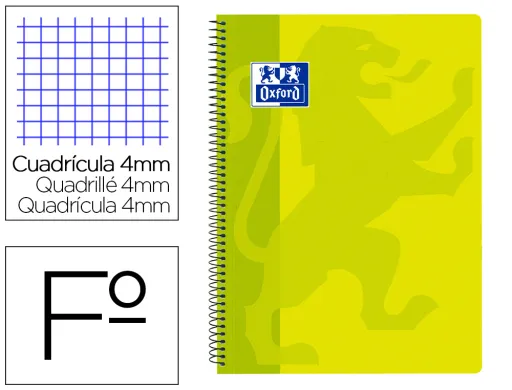 Caderno Espiral Oxford School Classic Capa Polipropileno Folio 80 Folhas Quadricula 4 mm com Margem Lima