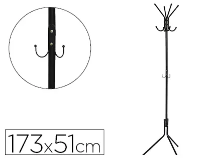 Cabide Metálico Q-Connect Preto 8 Suportes 173x51 cm