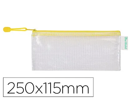 Bolsa Multiusos Tarifold Pvc 250x115 mm Abertura Superior com Fecho Porta Esferográfica e Correia Cor Amarelo