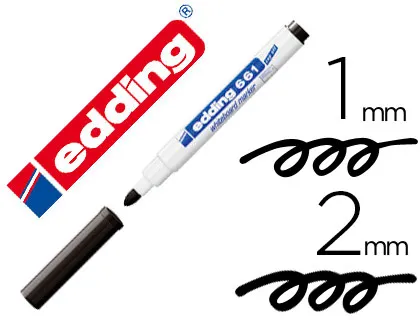 Marcador Edding para Quadro Branco 661 Cor Preto Ponta Redonda 1-2 mm Recarregavel