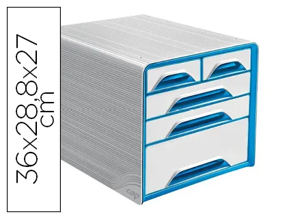 Blocos Classificadores de Secretária Cep 5 Gavetas Mistos Branco/Azul 360x288x270 mm