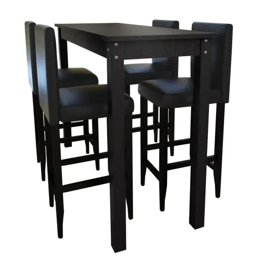 Mesa de Bar com 4 Cadeiras de Bar Preto