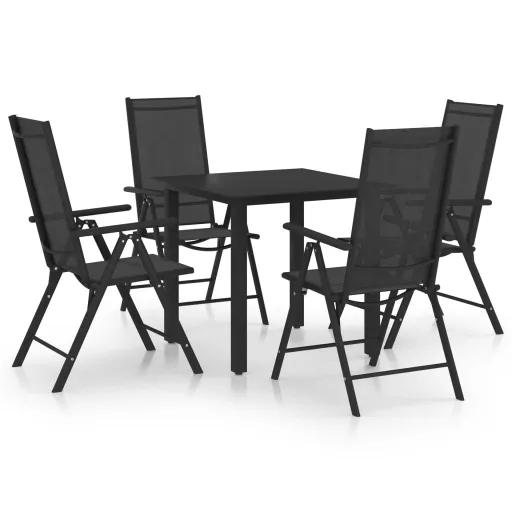 Conjunto de Jantar para Jardim Alumínio Preto (5 pcs)