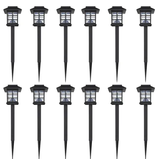 Conj. de Luzes LED Solares de Exterior c/ Estacas   8,6x8,6x38 cm (12 pcs)