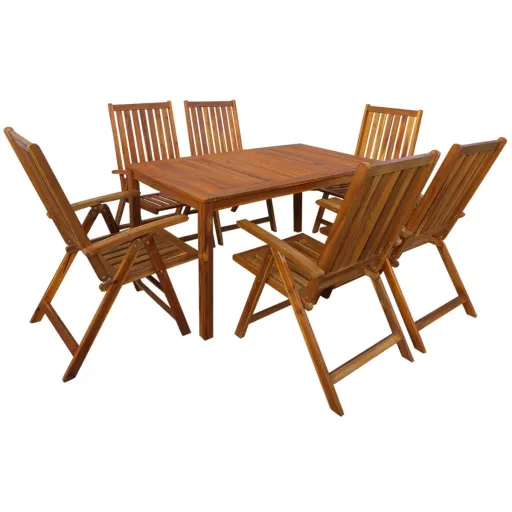 Conjunto de Jantar Exterior Madeira Acácia Maciça (7 pcs)