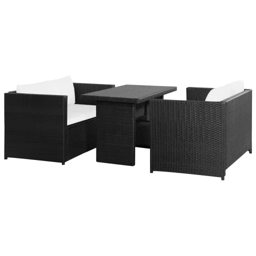 Conjunto de Sofás para Jardim   Vime PE Preto (11 pcs)