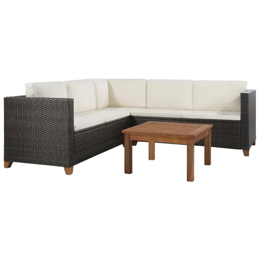 Conjunto Lounge Jardim c/ Almofadões Vime PE Castanho (4 pcs)