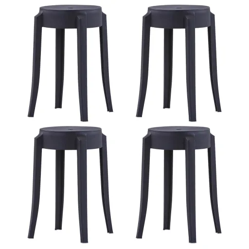 Bancos Empilháveis   Plástico Preto (4 pcs)