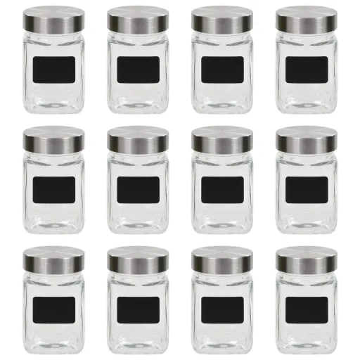 Frascos de Vidro com Autocolante   300 ml (12 pcs)