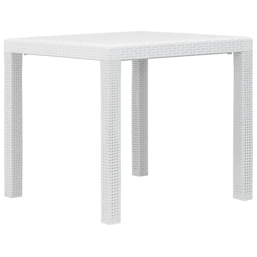 Mesa de Jardim 79x79x72 cm Plástico Branco com Aspeto de Vime