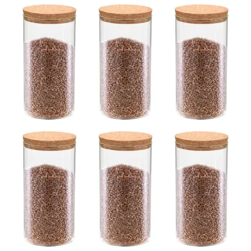 Frascos de Vidro com Tampas de Cortiça   1400 ml (6 pcs)