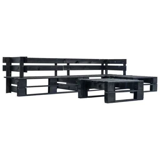 Sofás de Paletes para Jardim   Madeira Preto (4 pcs)