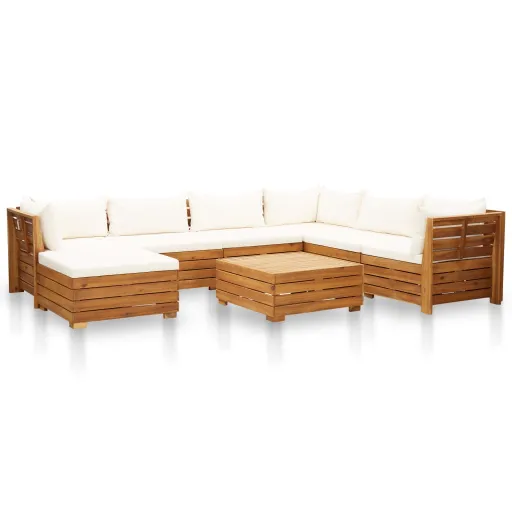 Conjunto Lounge Jardim c/ Almofadões Acácia Branco Nata (8 pcs)